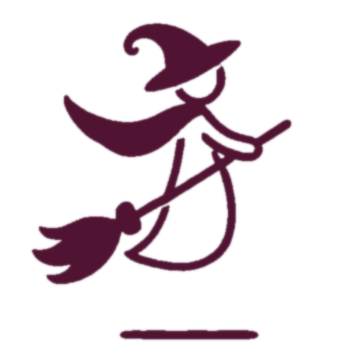 Character Chat Logo Witch on Broomstick