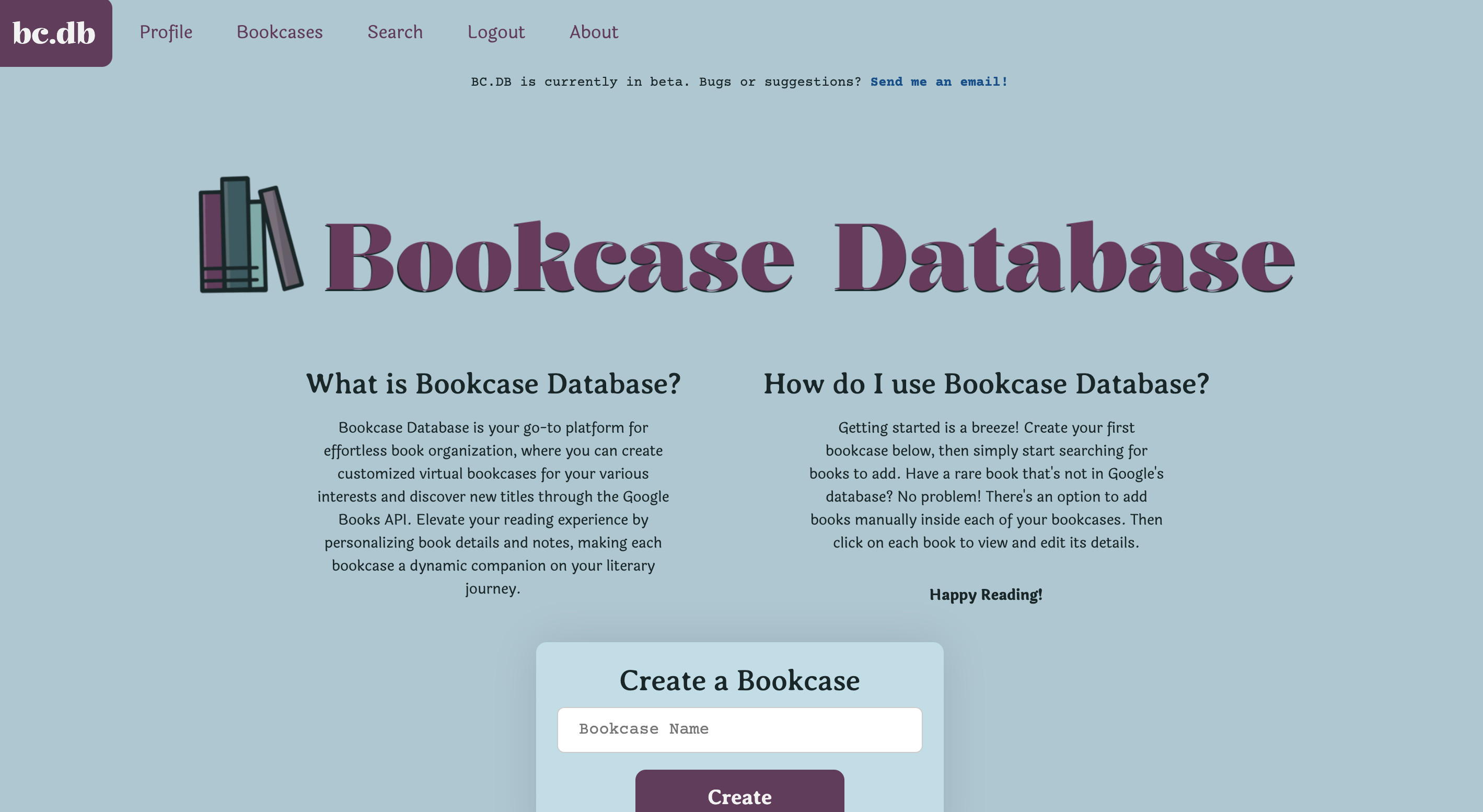 Bookcase Database app-image